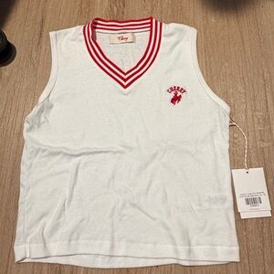 Cherry LA White Tank Top with Red Accents